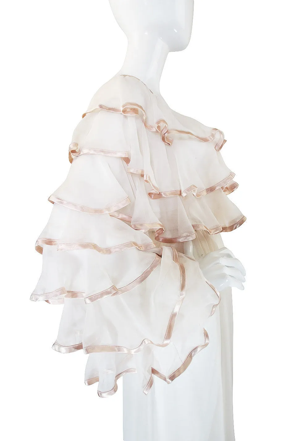 1980s Per Spook Chiffon Dramatic Ruffle Gown
