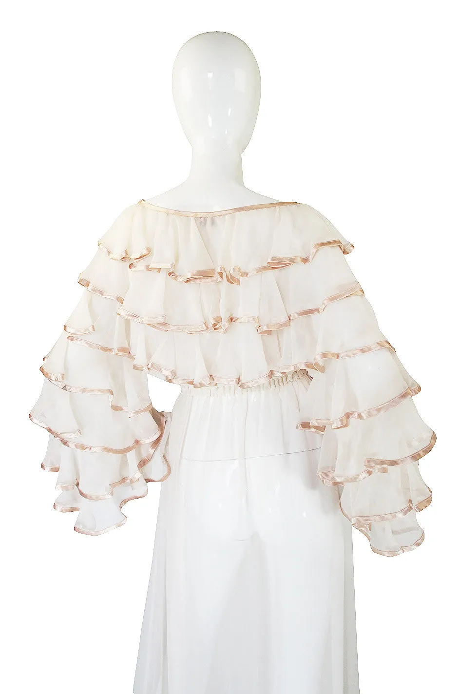 1980s Per Spook Chiffon Dramatic Ruffle Gown