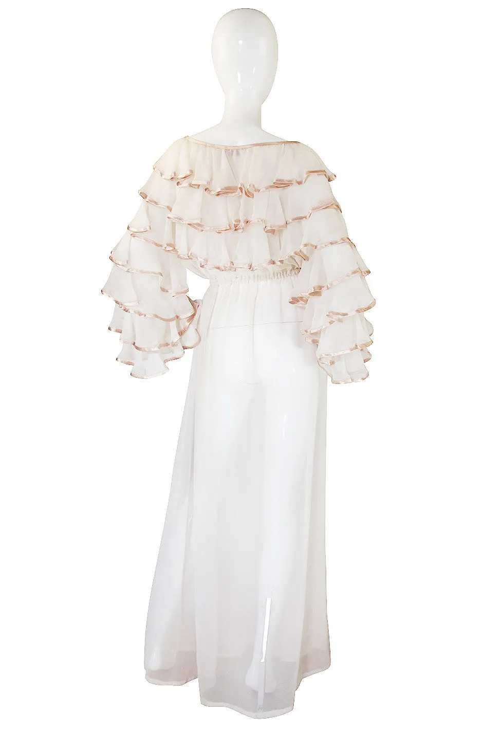 1980s Per Spook Chiffon Dramatic Ruffle Gown