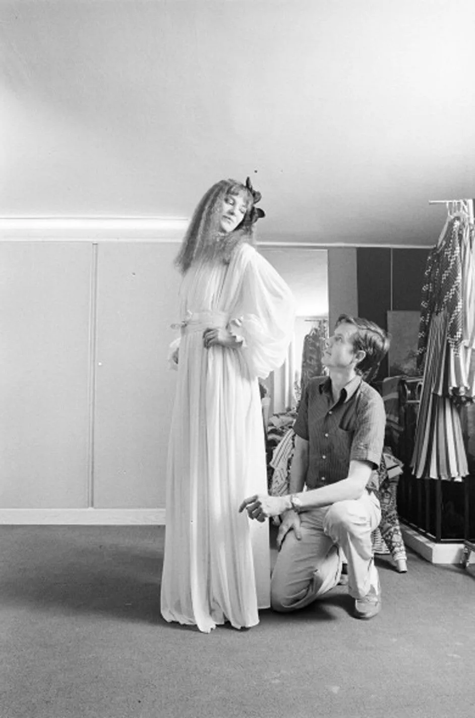 1980s Per Spook Chiffon Dramatic Ruffle Gown