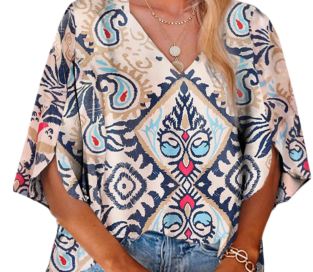Abstract Half Sleeve Blouse