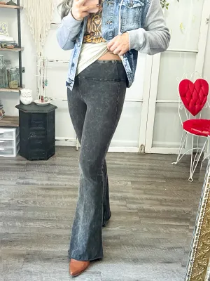 Acid Wash Flares with Yoga Band