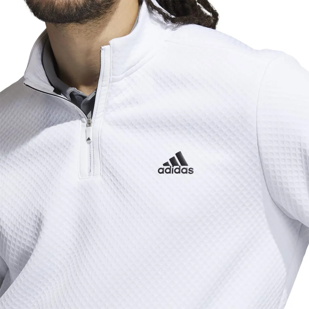 Adidas Mens Primegreen Water Resistant Quarter-Zip Pullover White
