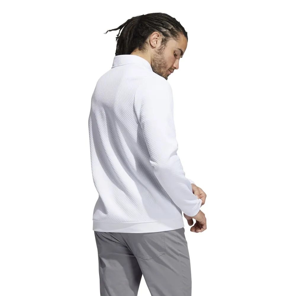 Adidas Mens Primegreen Water Resistant Quarter-Zip Pullover White