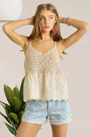 ADORA Crochet V Neck Tank Top