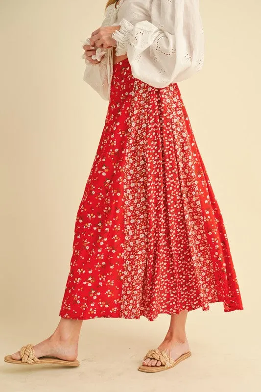 Aemi   Co Floral Elastic Waist Maxi Skirt