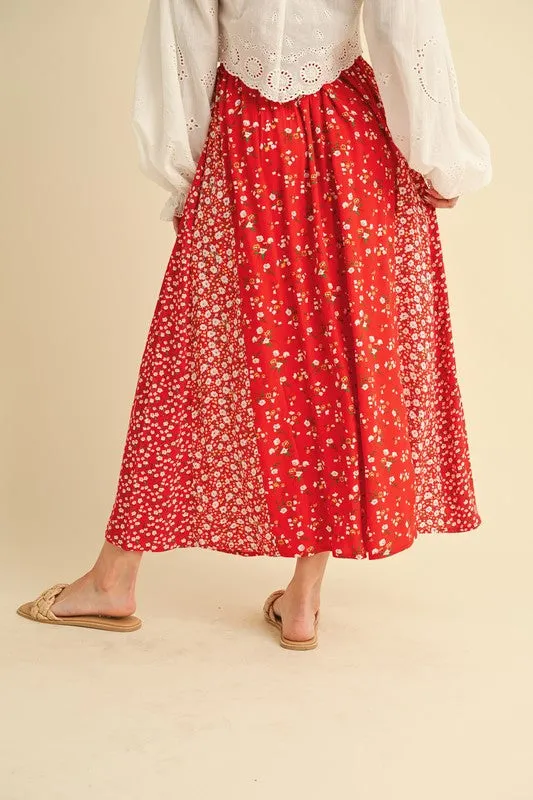 Aemi   Co Floral Elastic Waist Maxi Skirt