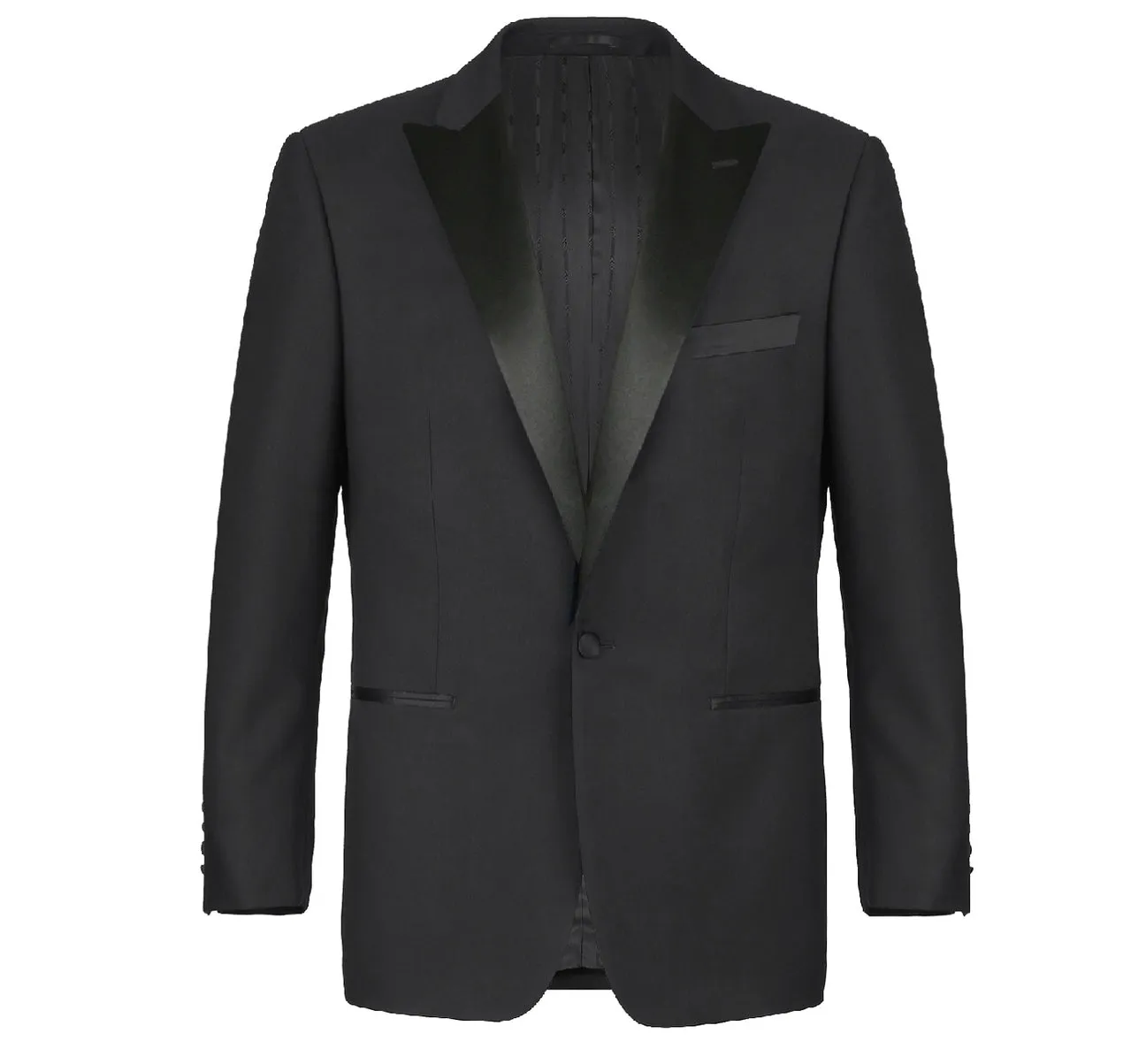 Alessandro Vitello by Renoir Slim Fit Black Tuxedo Peak Lapel Dress Suit 201-1