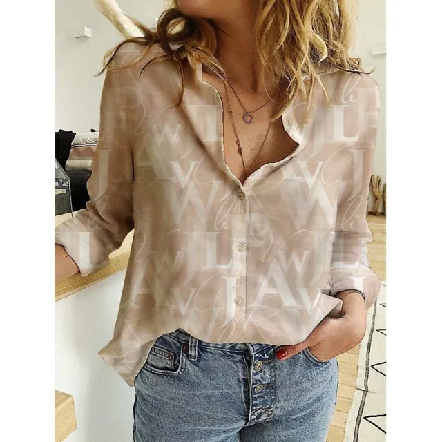 All-match Long Sleeve Casual Blouse Female Plus Size 5XL Vintage Leopard Printed Shirts
