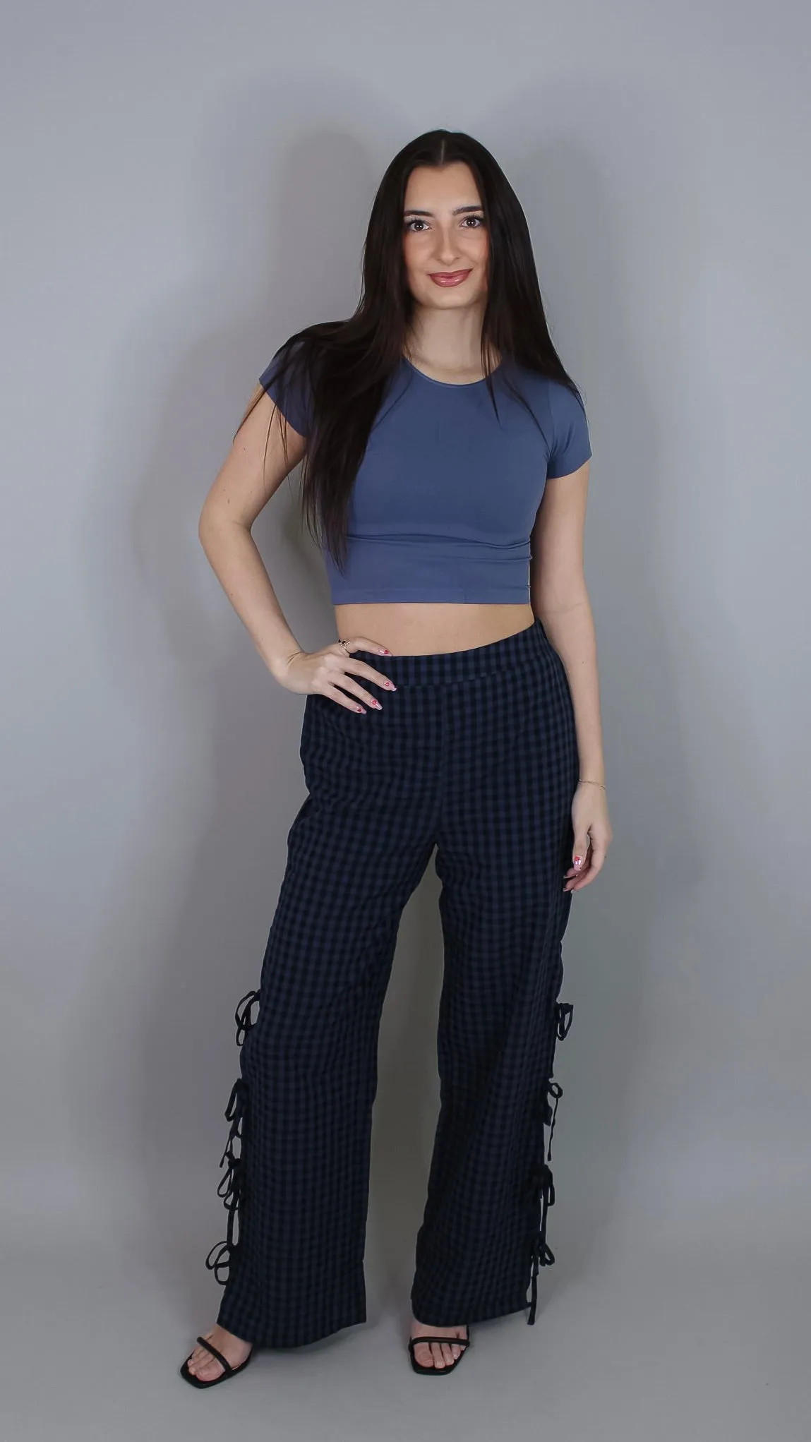 Amara Navy Gingham Pants