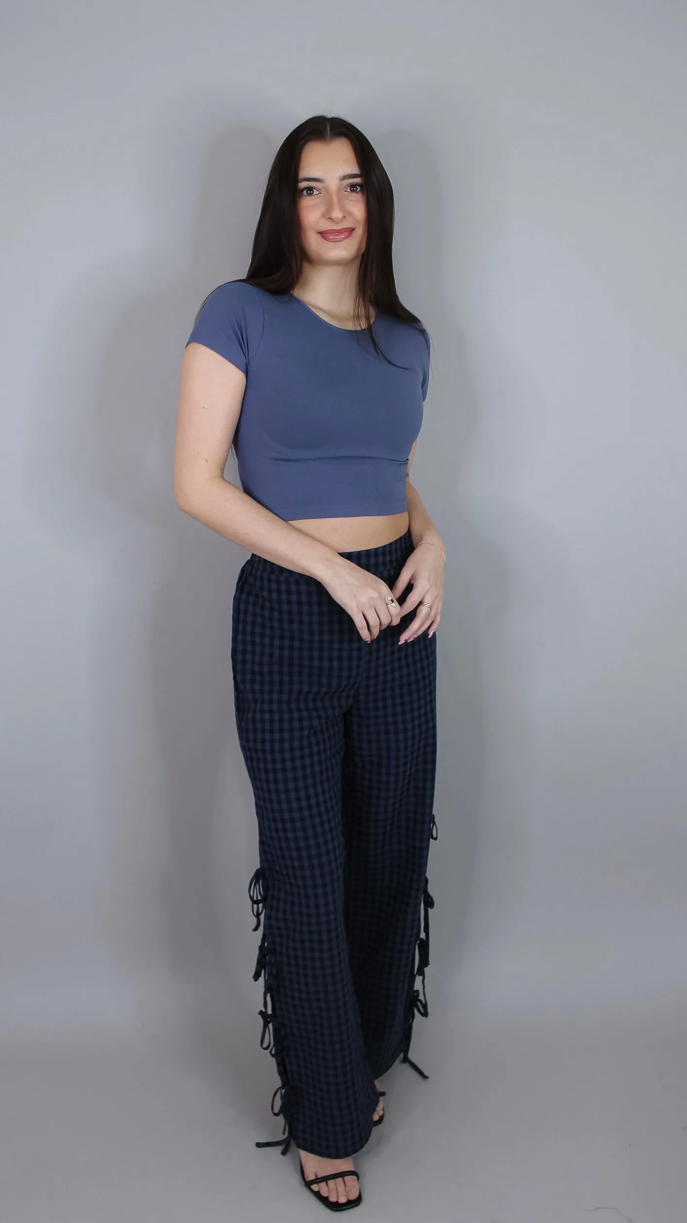 Amara Navy Gingham Pants