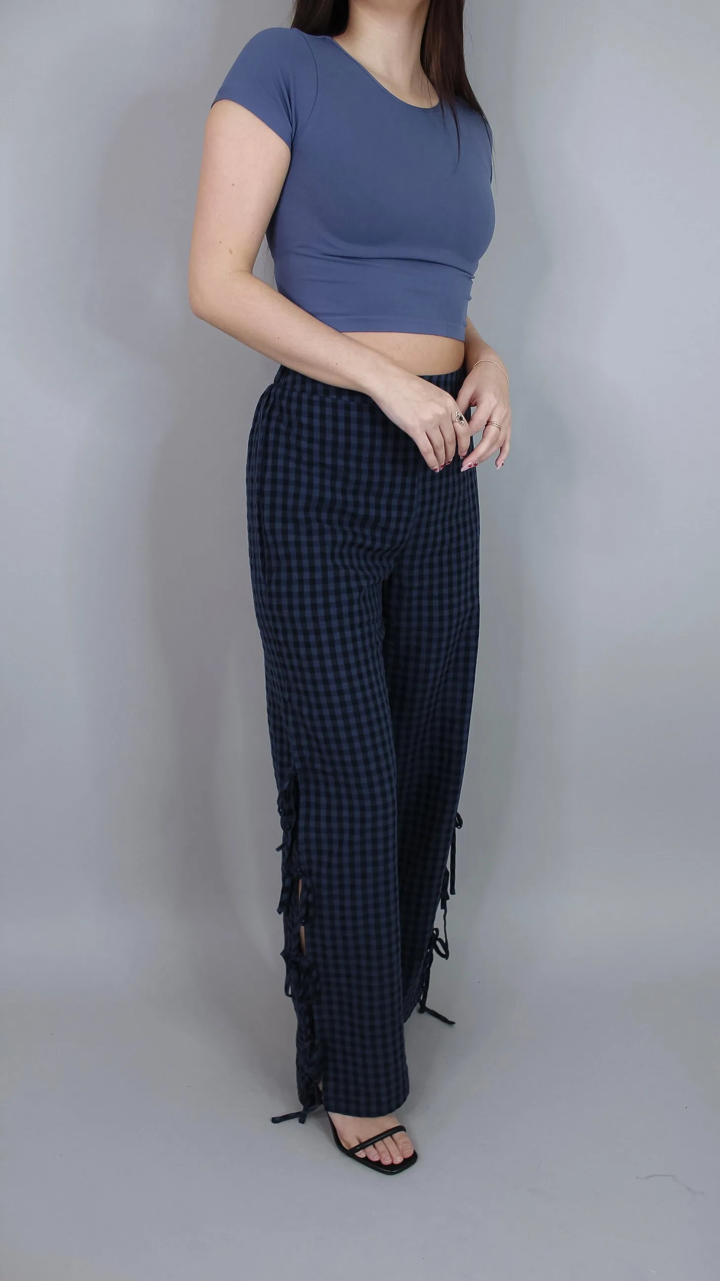 Amara Navy Gingham Pants