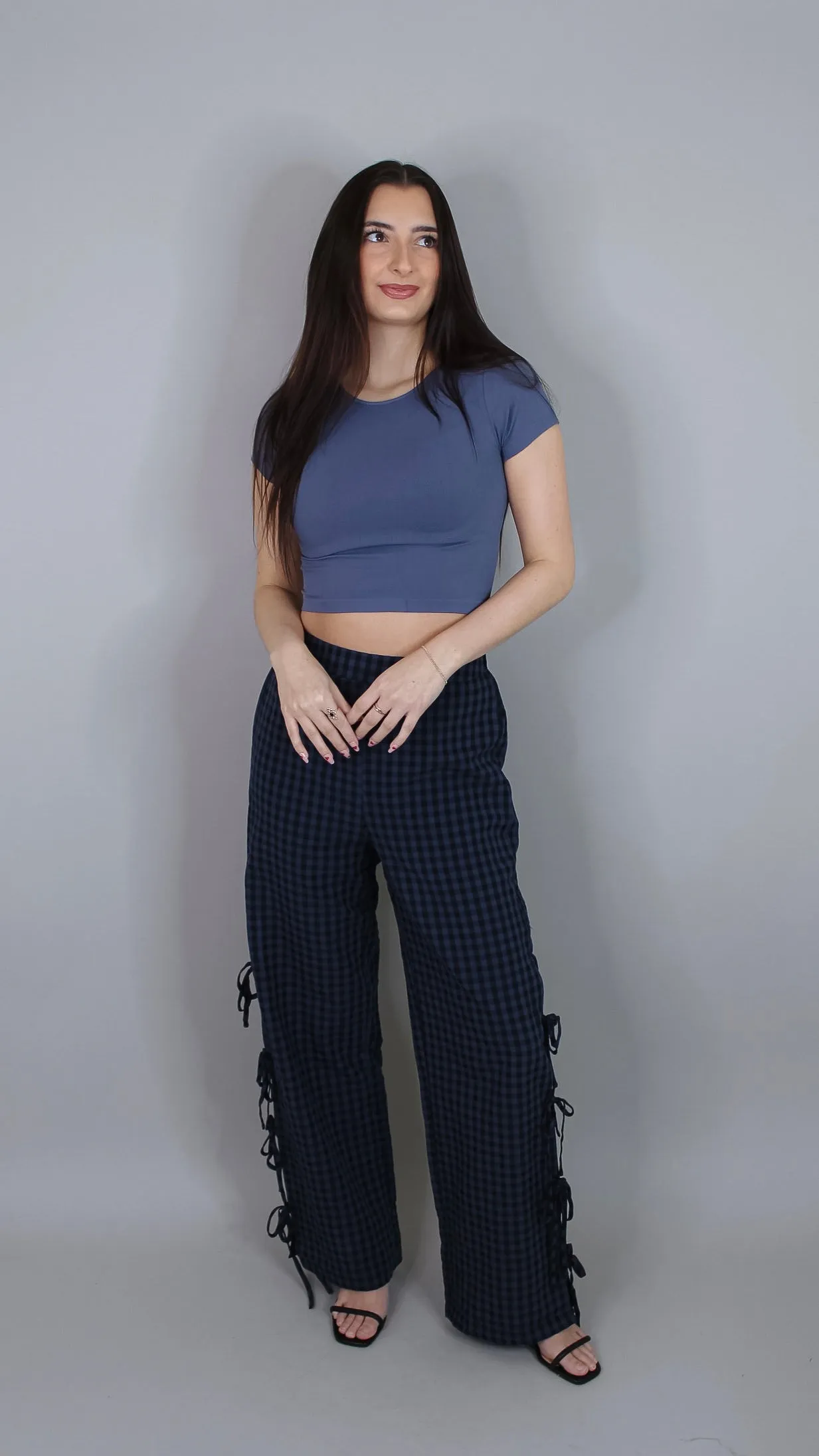 Amara Navy Gingham Pants