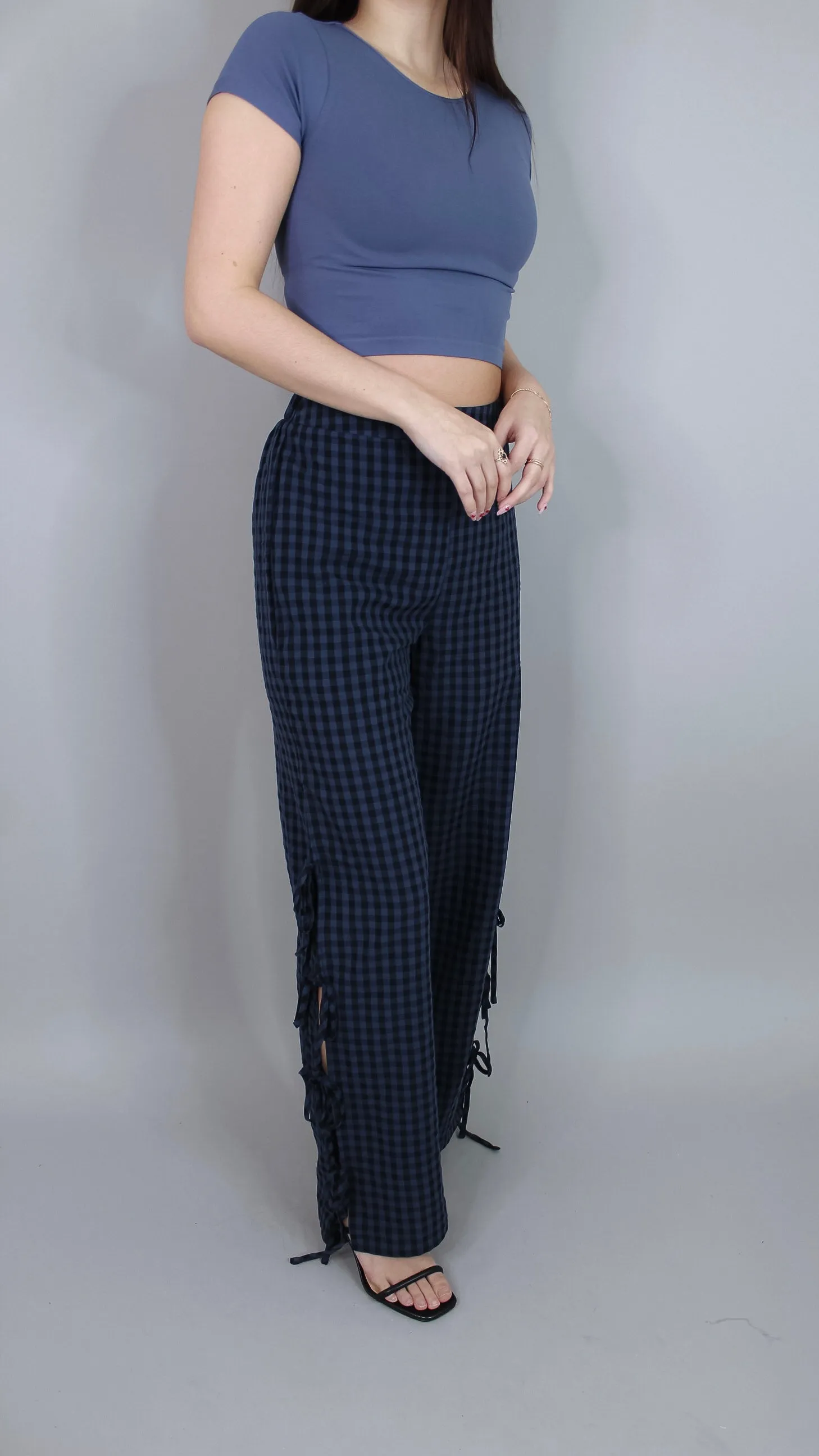 Amara Navy Gingham Pants