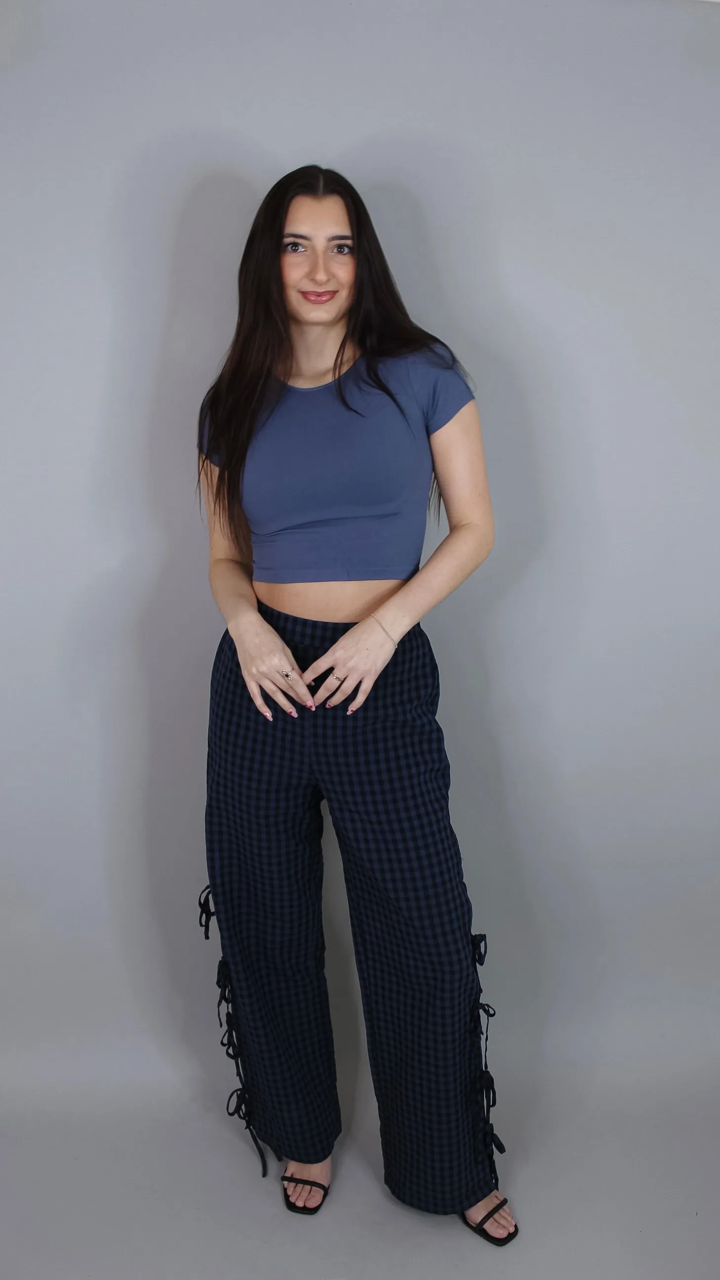 Amara Navy Gingham Pants