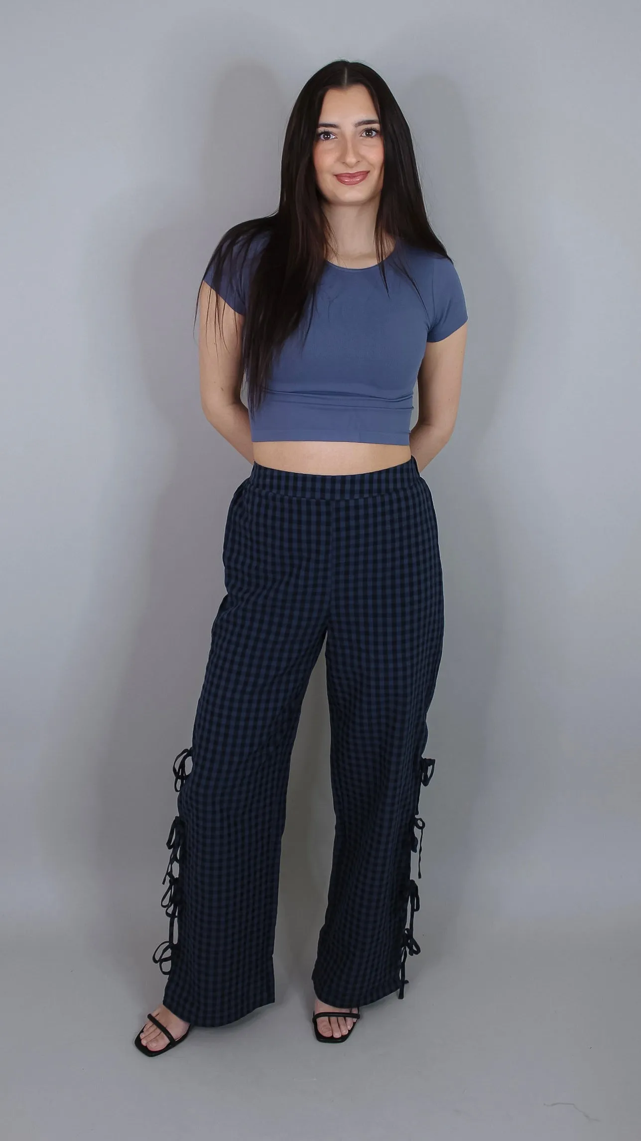 Amara Navy Gingham Pants