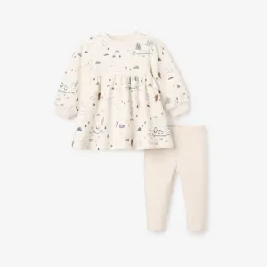 BA - Arctic Family Printed Organic Fleece Dress and Rib Legging