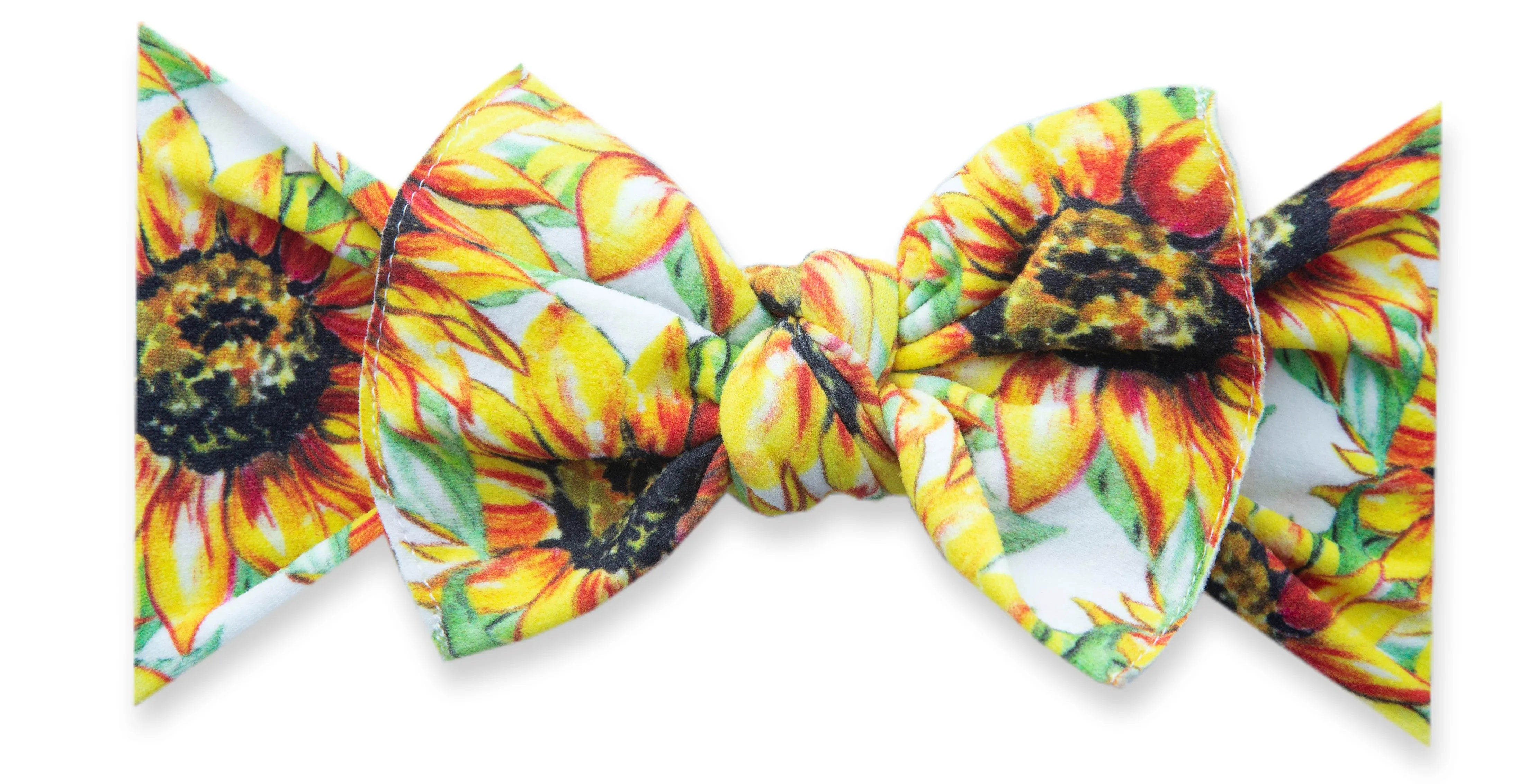 Baby Bling Golden Sunflowers Printed Knot Headband