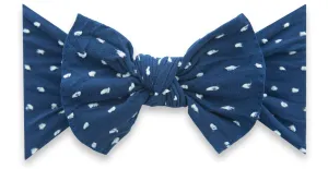 Baby Bling Navy Shabby Dot Patterned Knot Headband