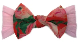 Baby Bling Pink w/Coral Watercolor Floral Combo Print Knot Headband