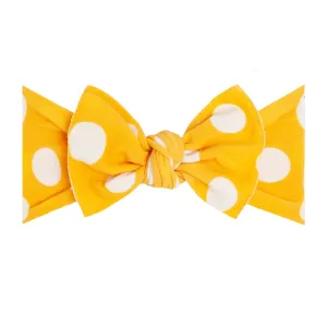 Baby Bling Yellow Polka Dot Printed Knot Headband