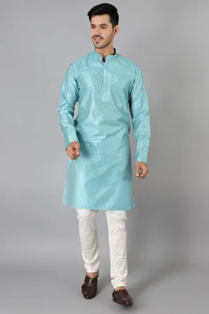 Banarasi Rayon Cotton Blue Kurta Pajama