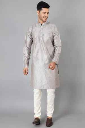 Banarasi Rayon Cotton Grey Kurta Pajama