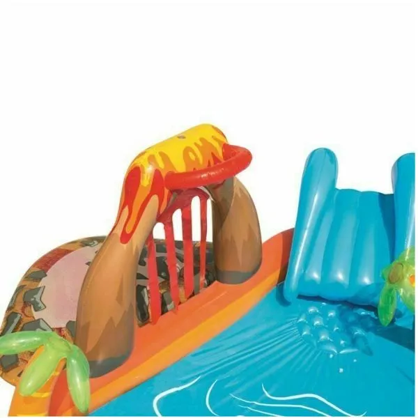 Bestway 8'8" X 8'8" X 41"/2.65M X 2.65M X 1.04M Lava Lagoon Play Center (1 pool, 1 slide, 1 water blob, 1 inflatable ring, 4 play balls, repair patch)