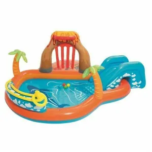 Bestway 8'8" X 8'8" X 41"/2.65M X 2.65M X 1.04M Lava Lagoon Play Center (1 pool, 1 slide, 1 water blob, 1 inflatable ring, 4 play balls, repair patch)