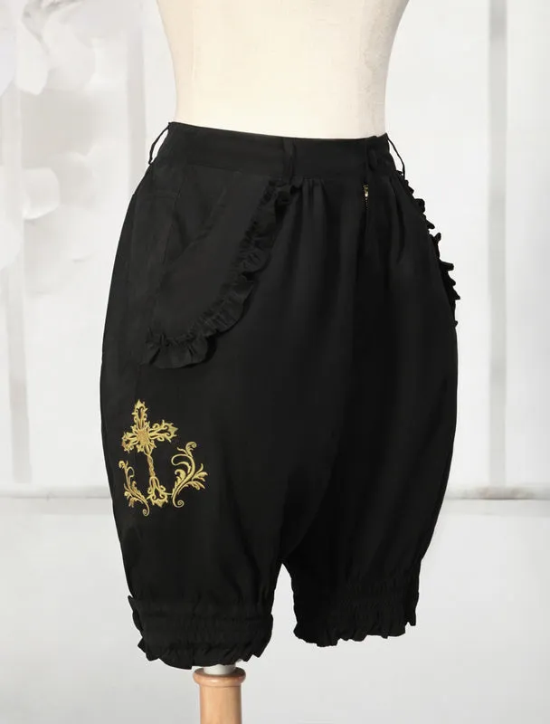 Black Cotton Blend Lolita Shorts