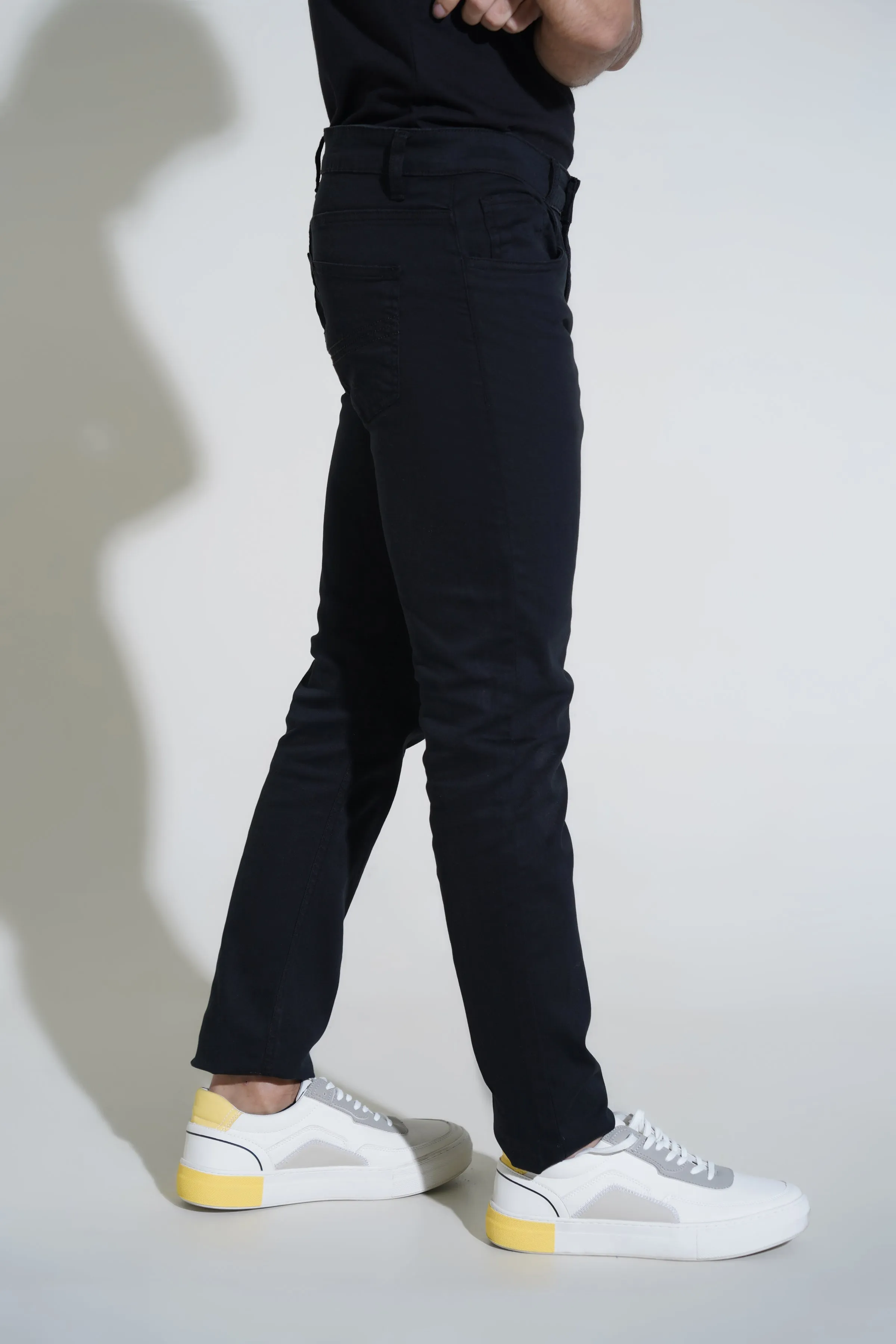 Black Cotton Pants-Smart Fit