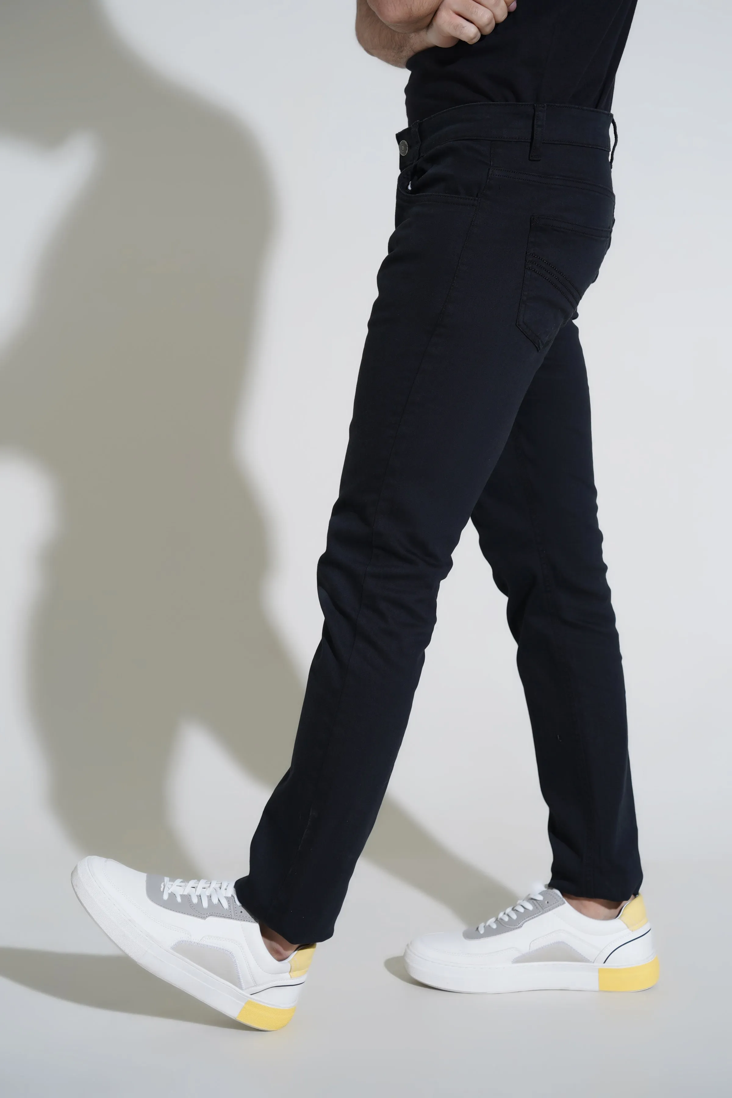 Black Cotton Pants-Smart Fit