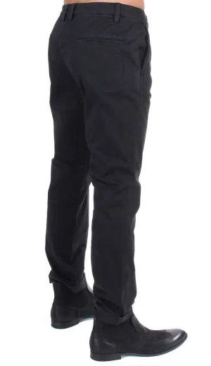 Black cotton stretch casual pants