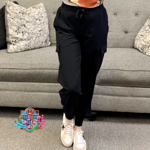 Black Elastic Waist Pull on Joggers