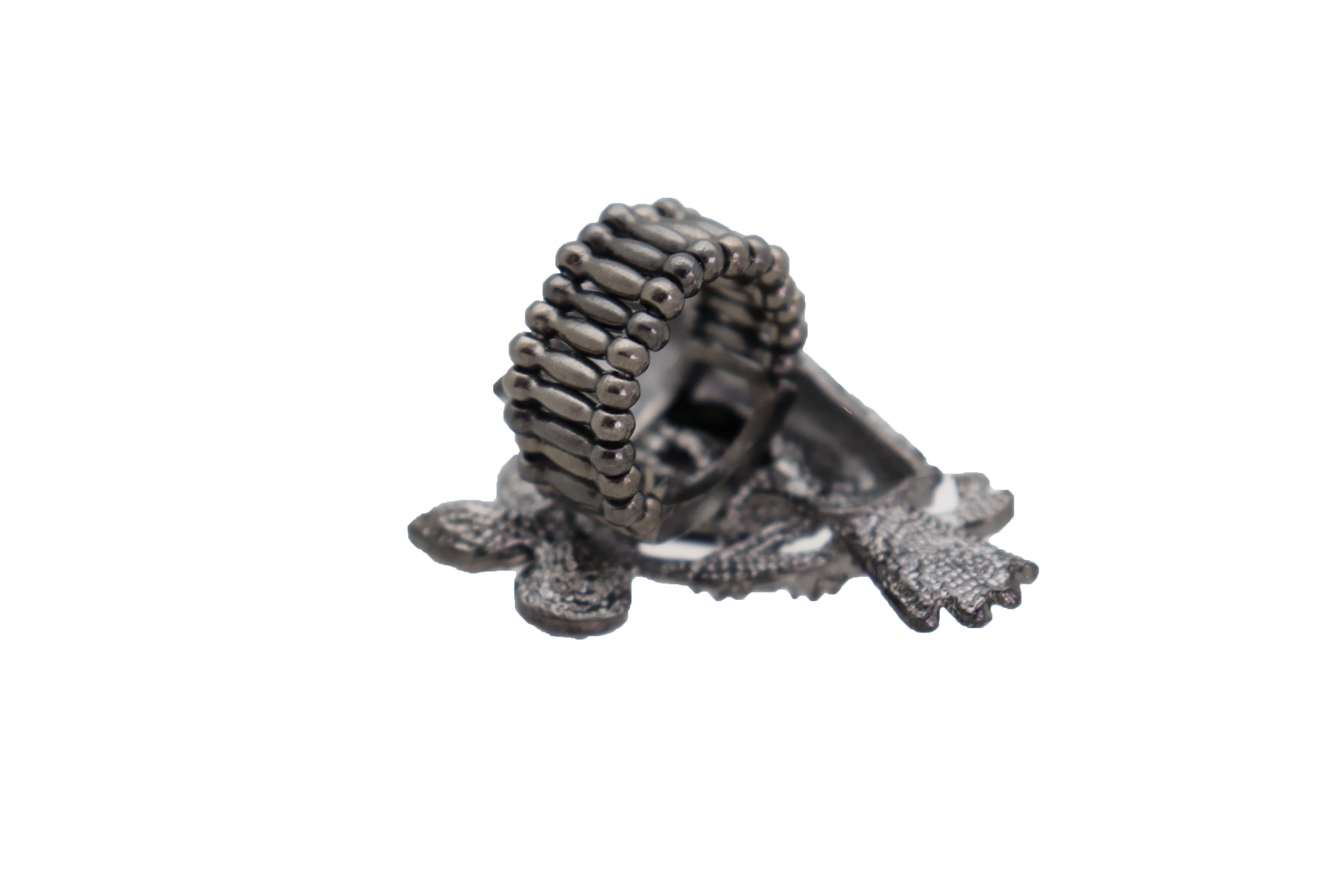 Black Metal Ring Elastic Band Size Bling Bird Tree Branch