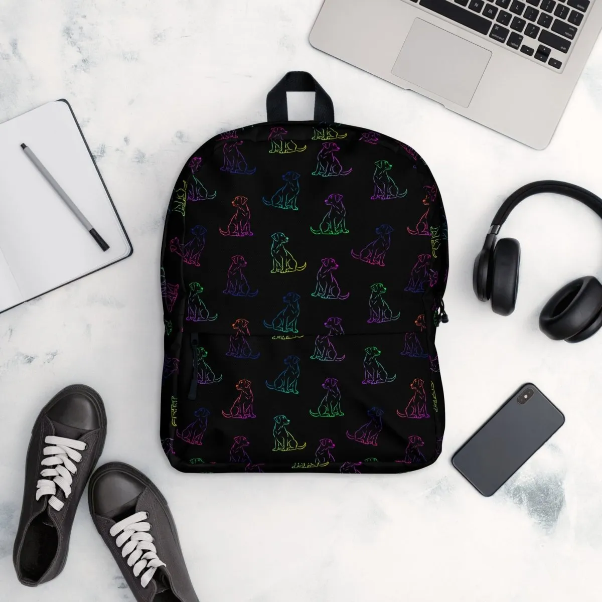 Black Rainbow Dog Backpack