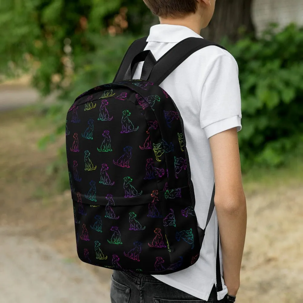 Black Rainbow Dog Backpack