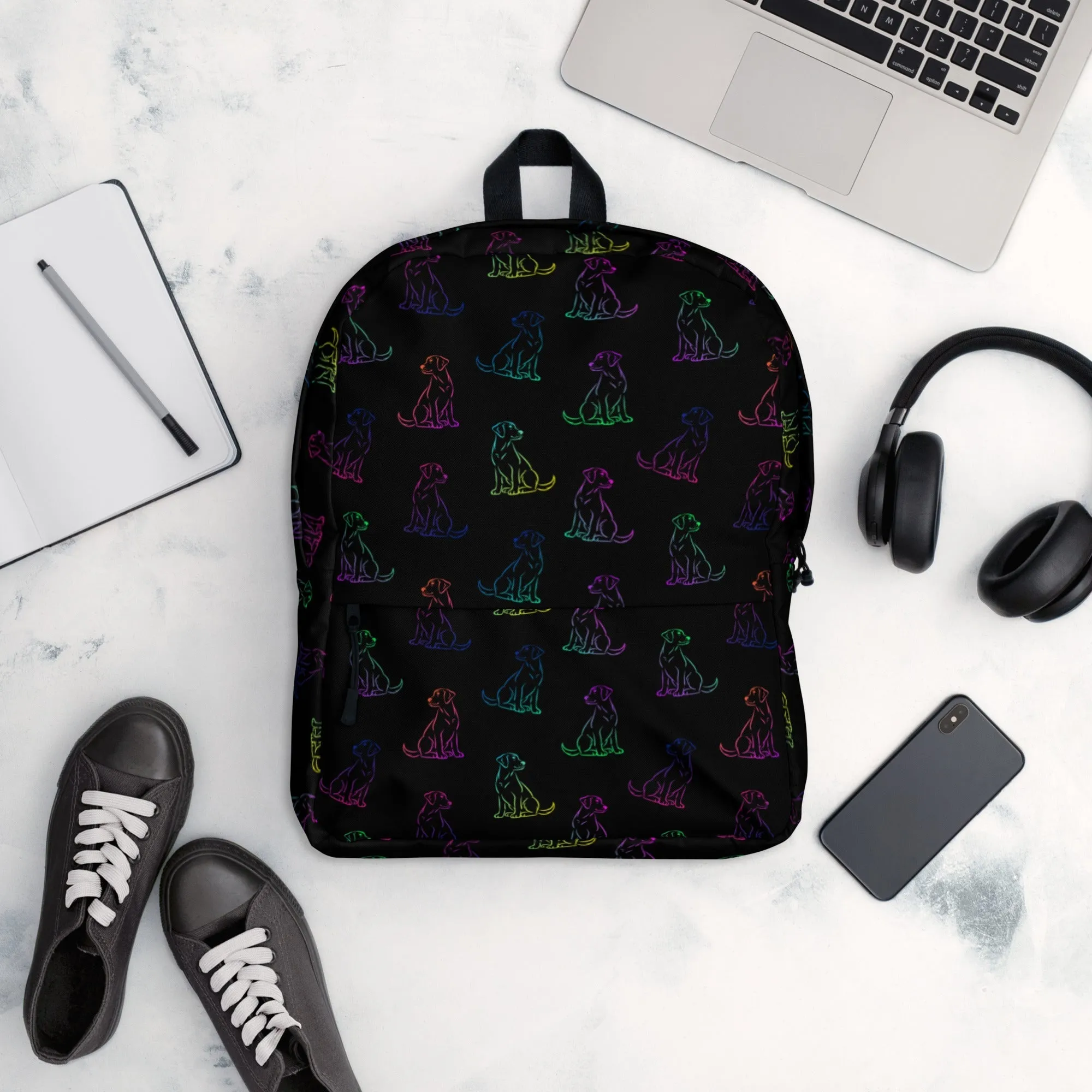 Black Rainbow Dog Backpack