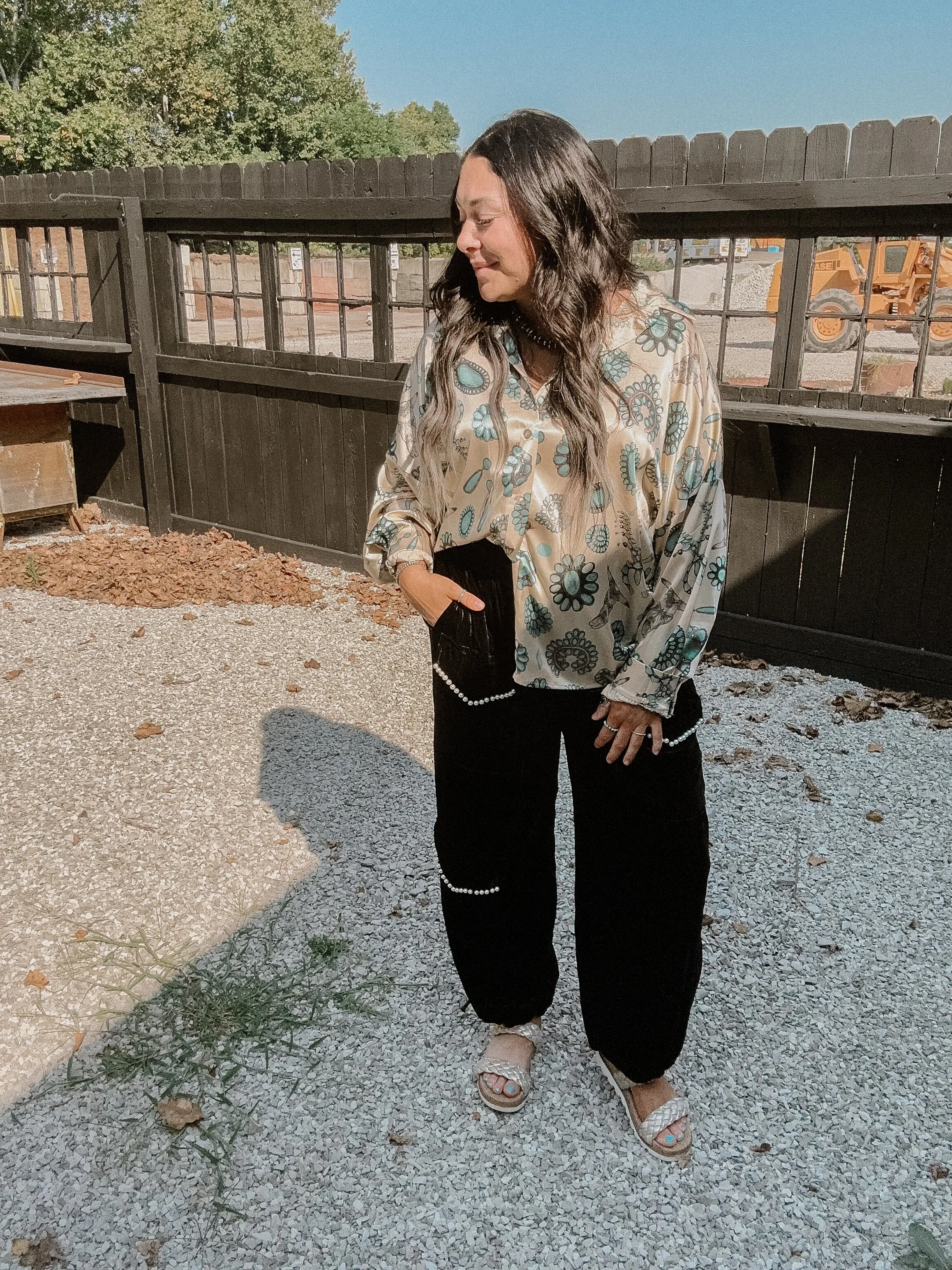 Black Velvet Pearl Accent Genie Pant