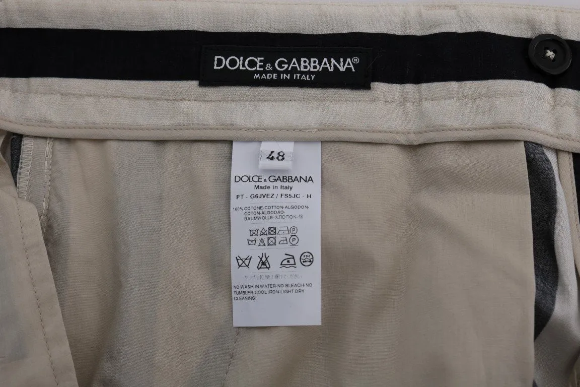 Black White Striped Cotton Pants