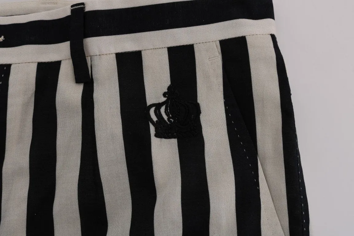 Black White Striped Cotton Pants