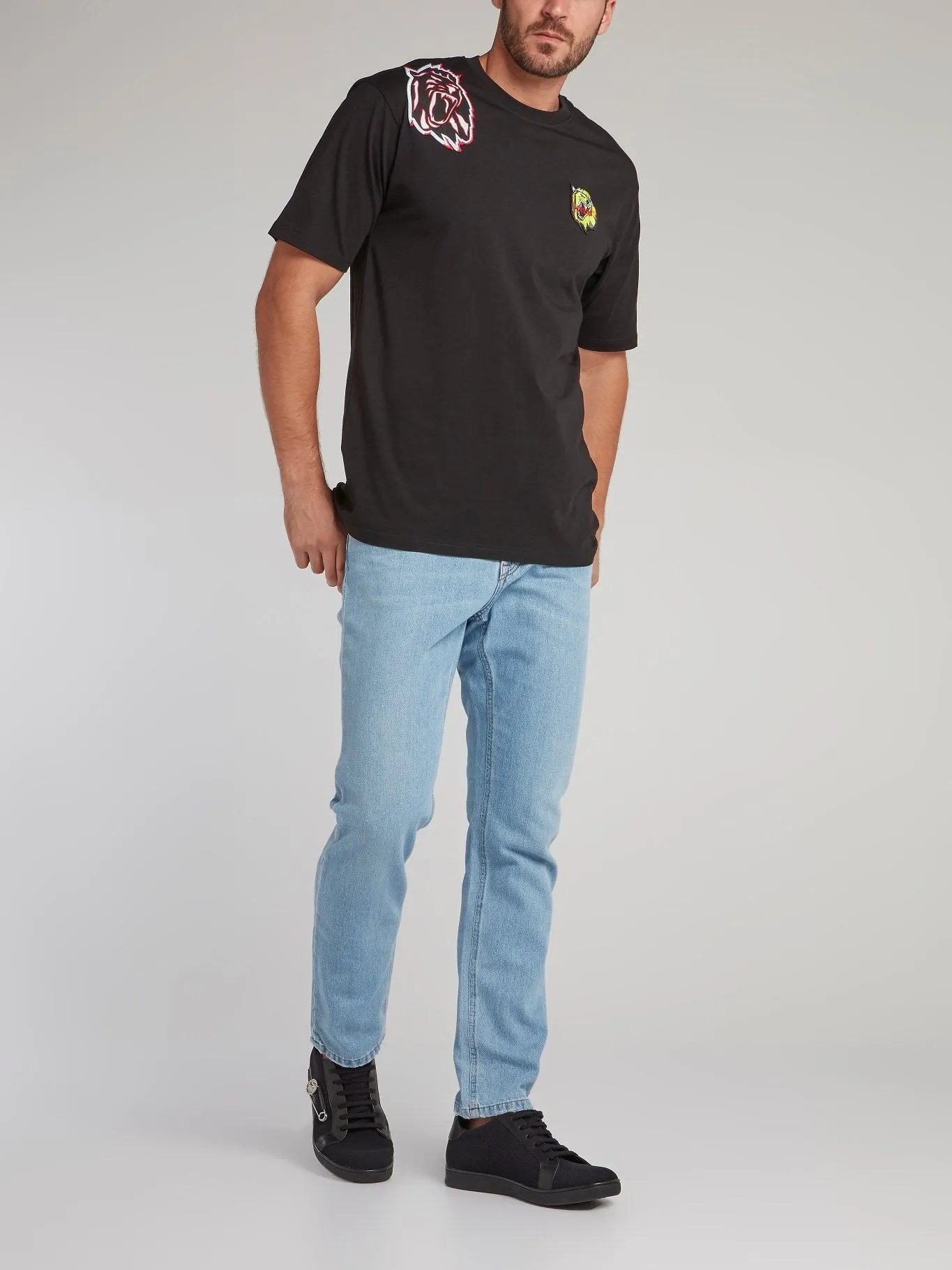 Blue Appliquéd Denim Jeans
