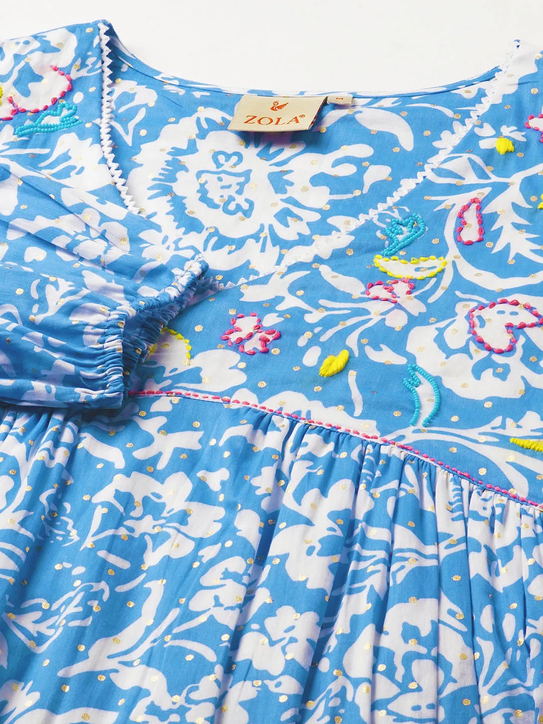 Buy Blue Cotton Party Dress For Women Online In India - Zola