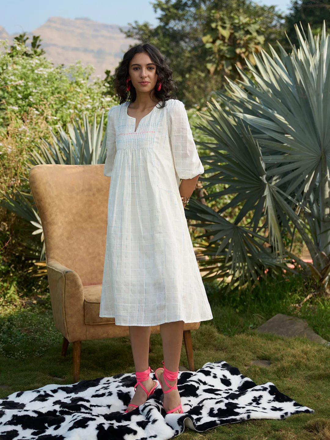 Buy OffWhite Cotton Party Dress For Women Online In India - Zola