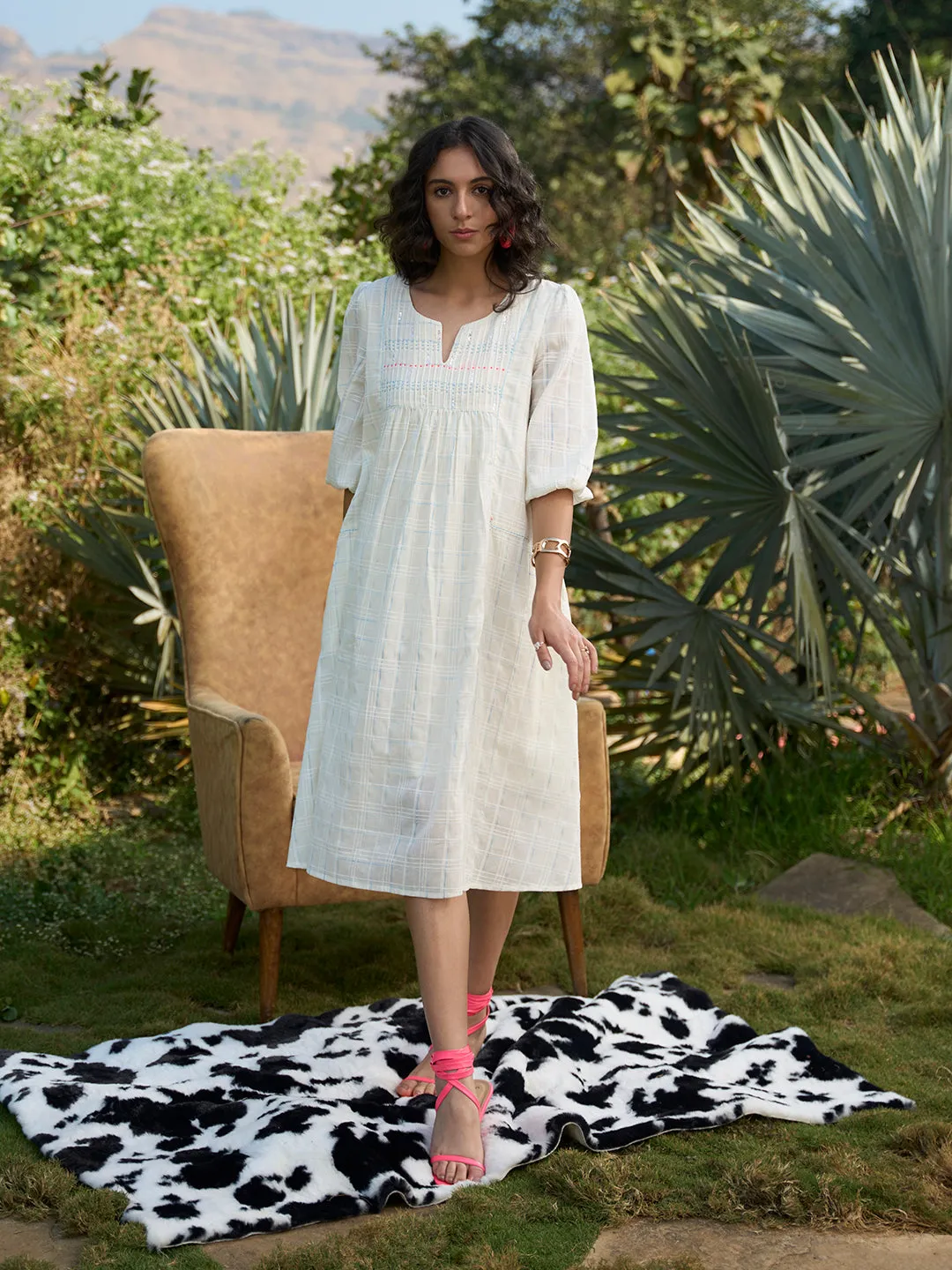 Buy OffWhite Cotton Party Dress For Women Online In India - Zola