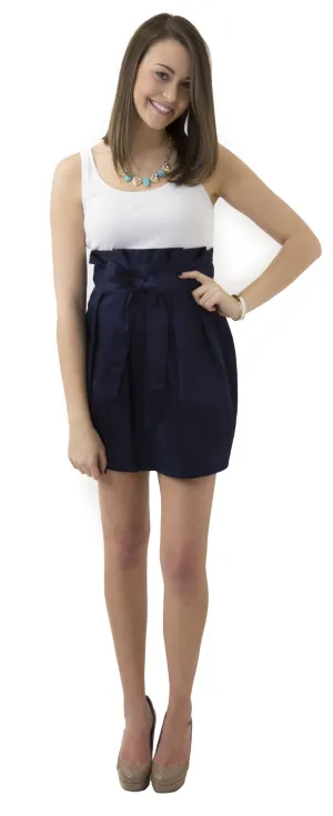 Carolina Bow Skirt- Navy- Cotton Sateen Unlined