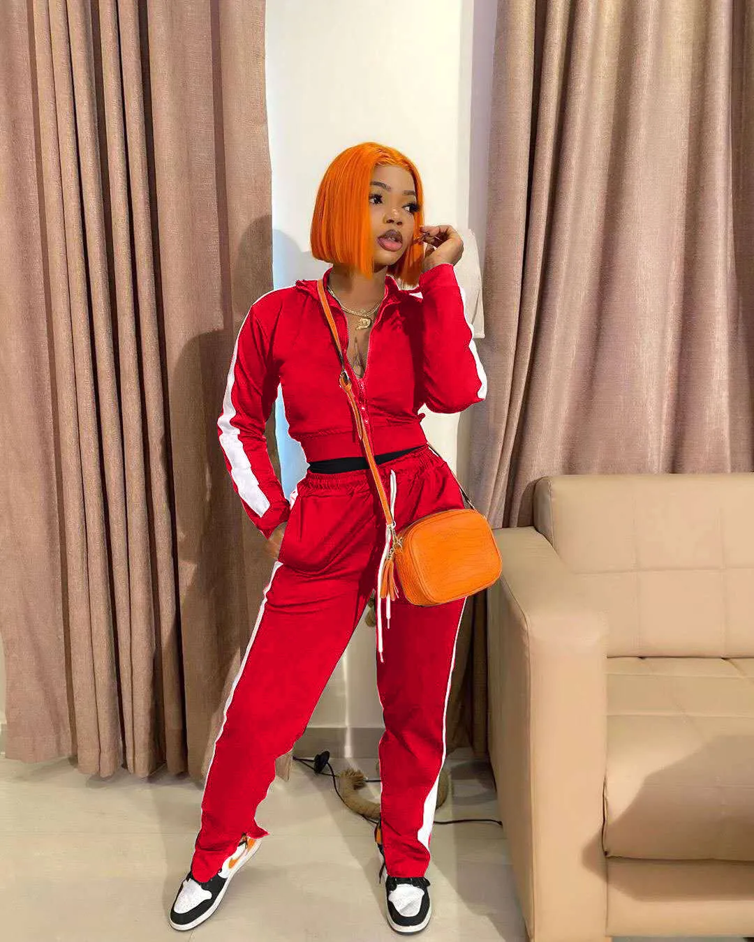 Casual stitching split sports suit（AY1307）