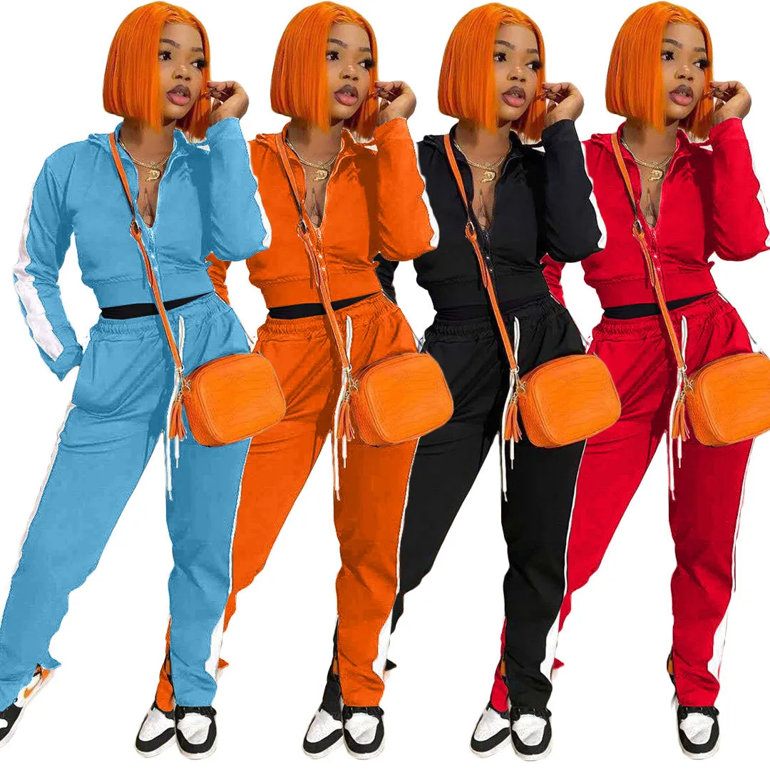 Casual stitching split sports suit（AY1307）