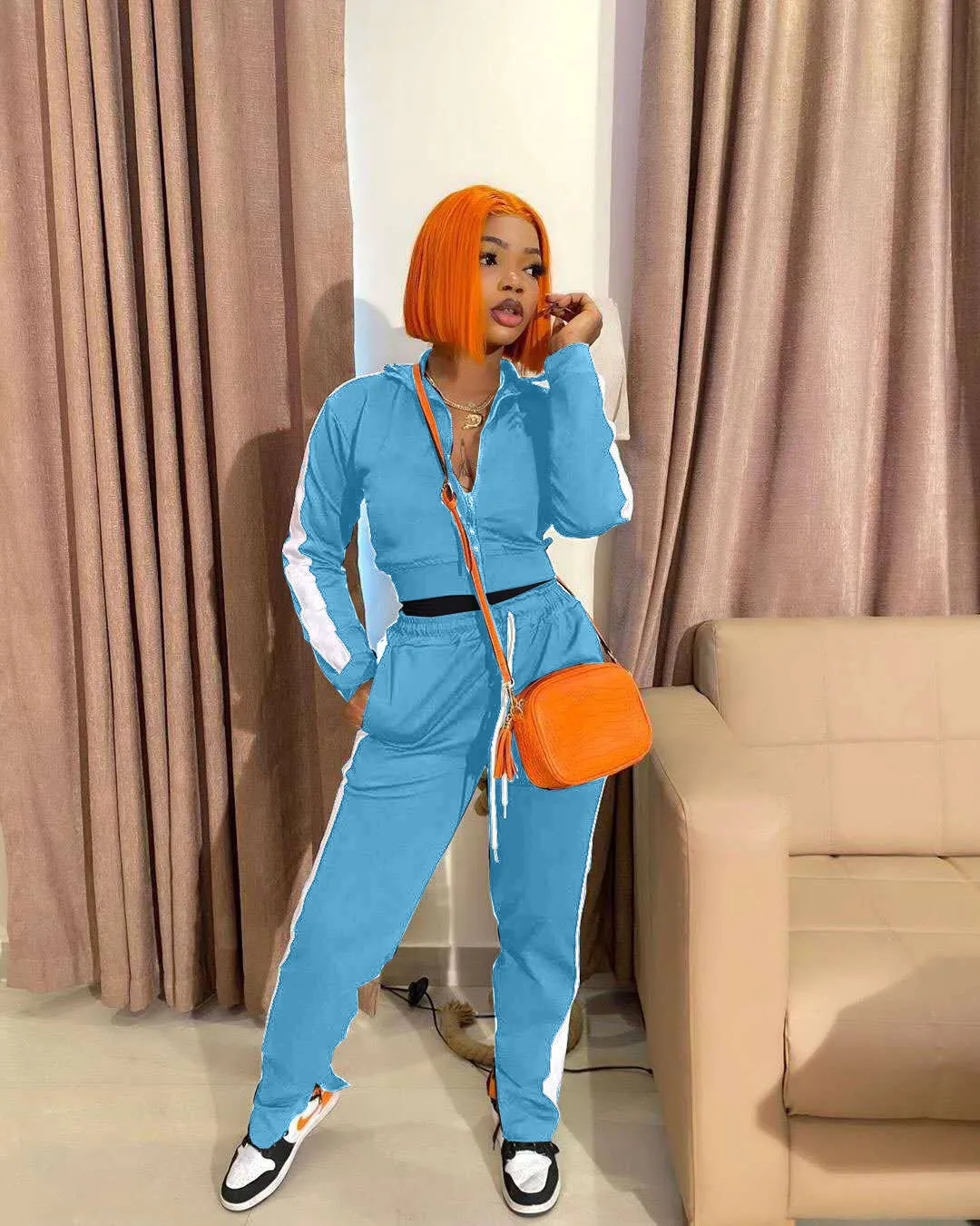 Casual stitching split sports suit（AY1307）