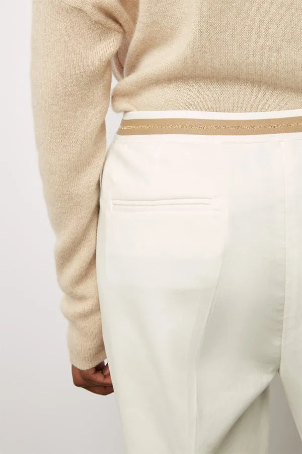 CAUSETTE WHITE PLAIN 7/8 STRAIGHT TROUSERS